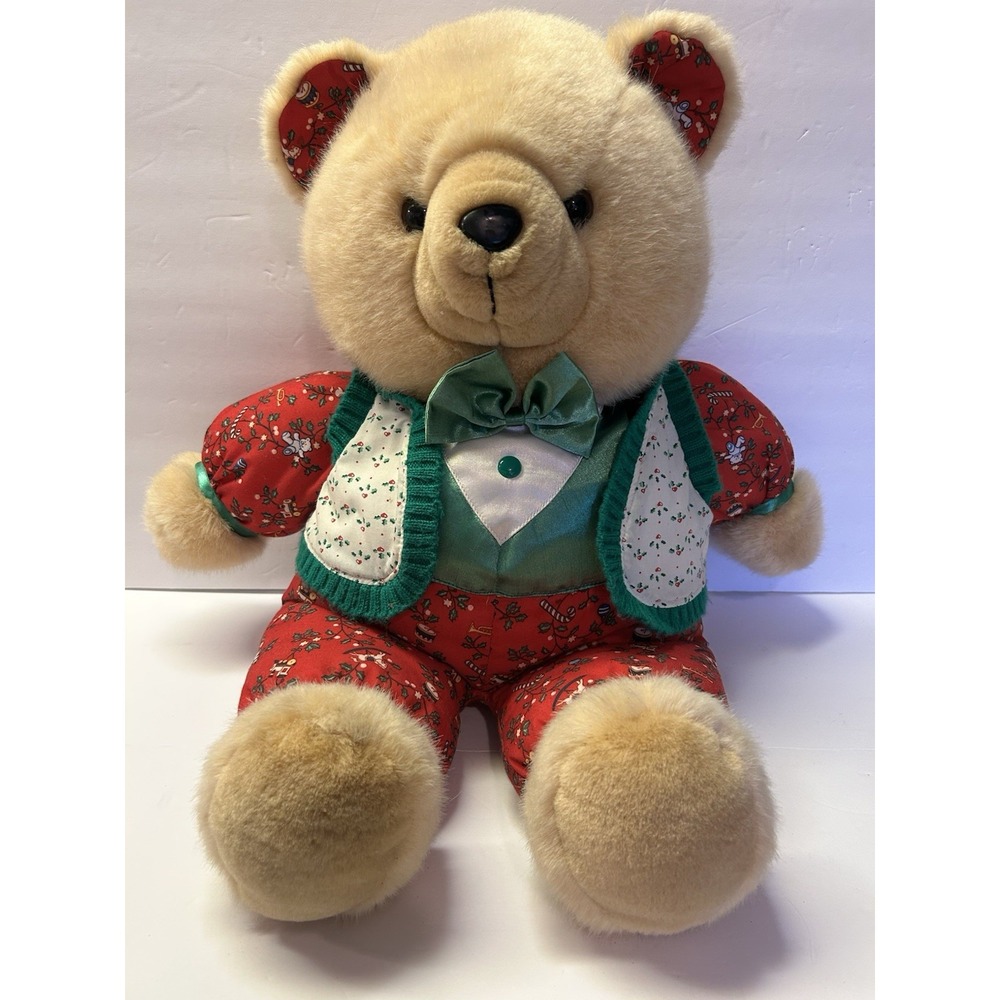 1986 Vintage Kmart Christmas‎ Tan Plush 22"'Teddy Bear
